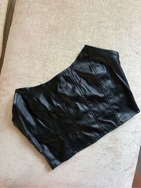 SHEIN Black Faux Leather Corset Top